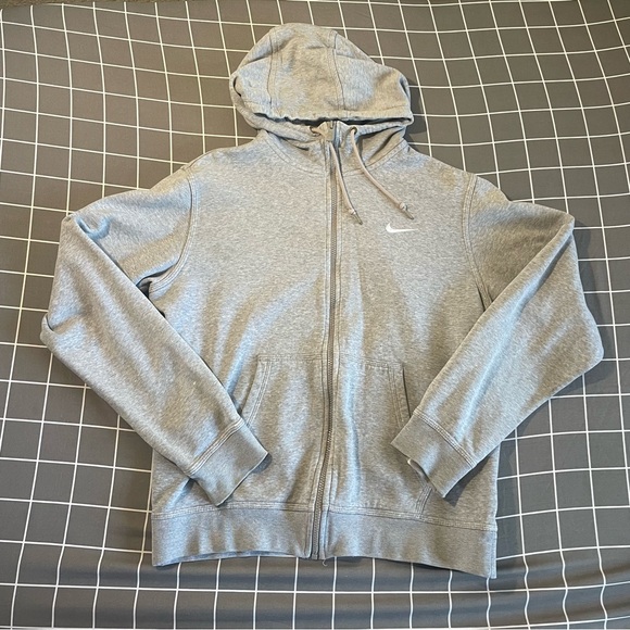 Nike Hoodie Mens Small Gray Full Zip Swoosh Embroidered Logo Athletic Jacket - Picture 1 of 9
